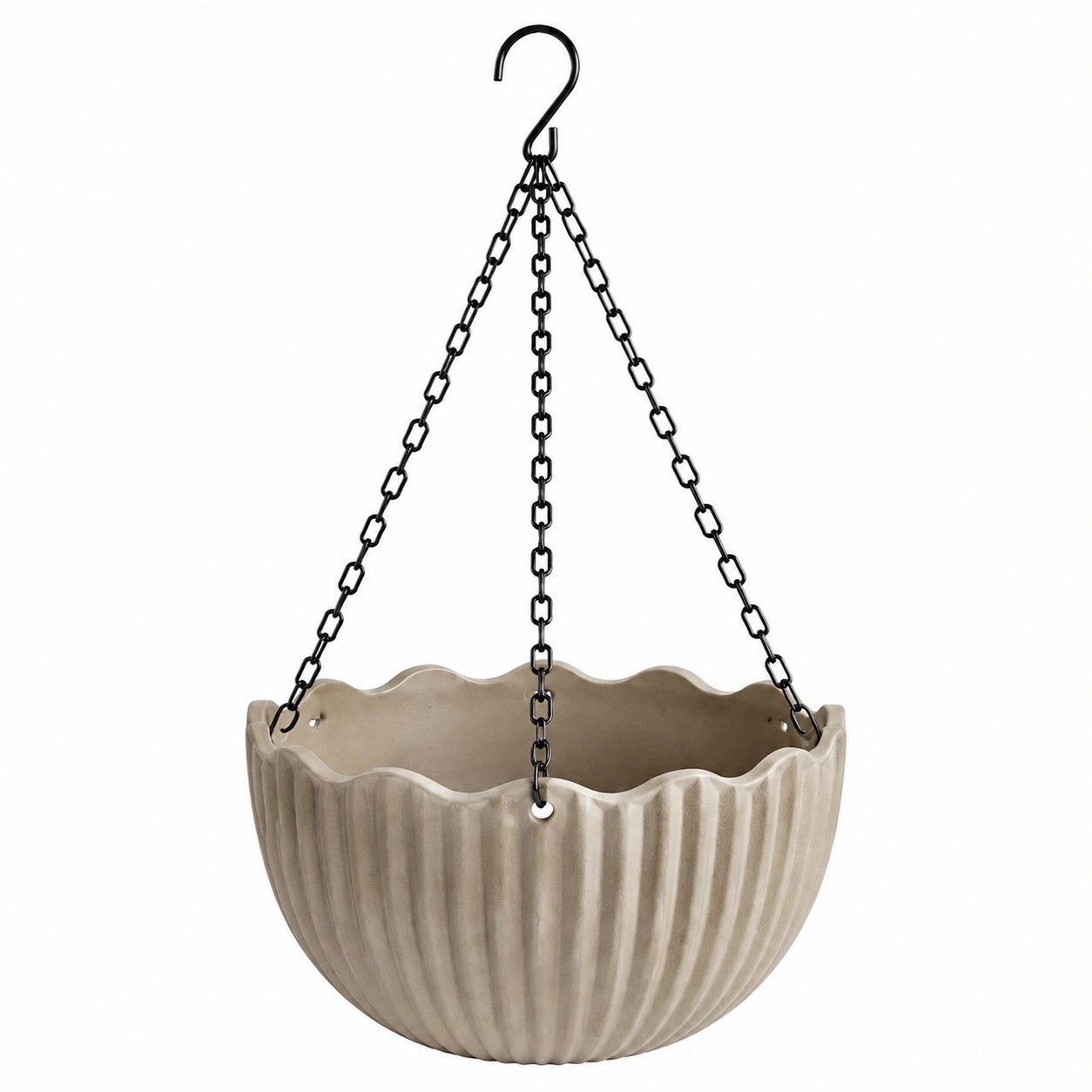 Hängeblumentopf 25 cm Keramik Beige mit Metallkette für Innenräume