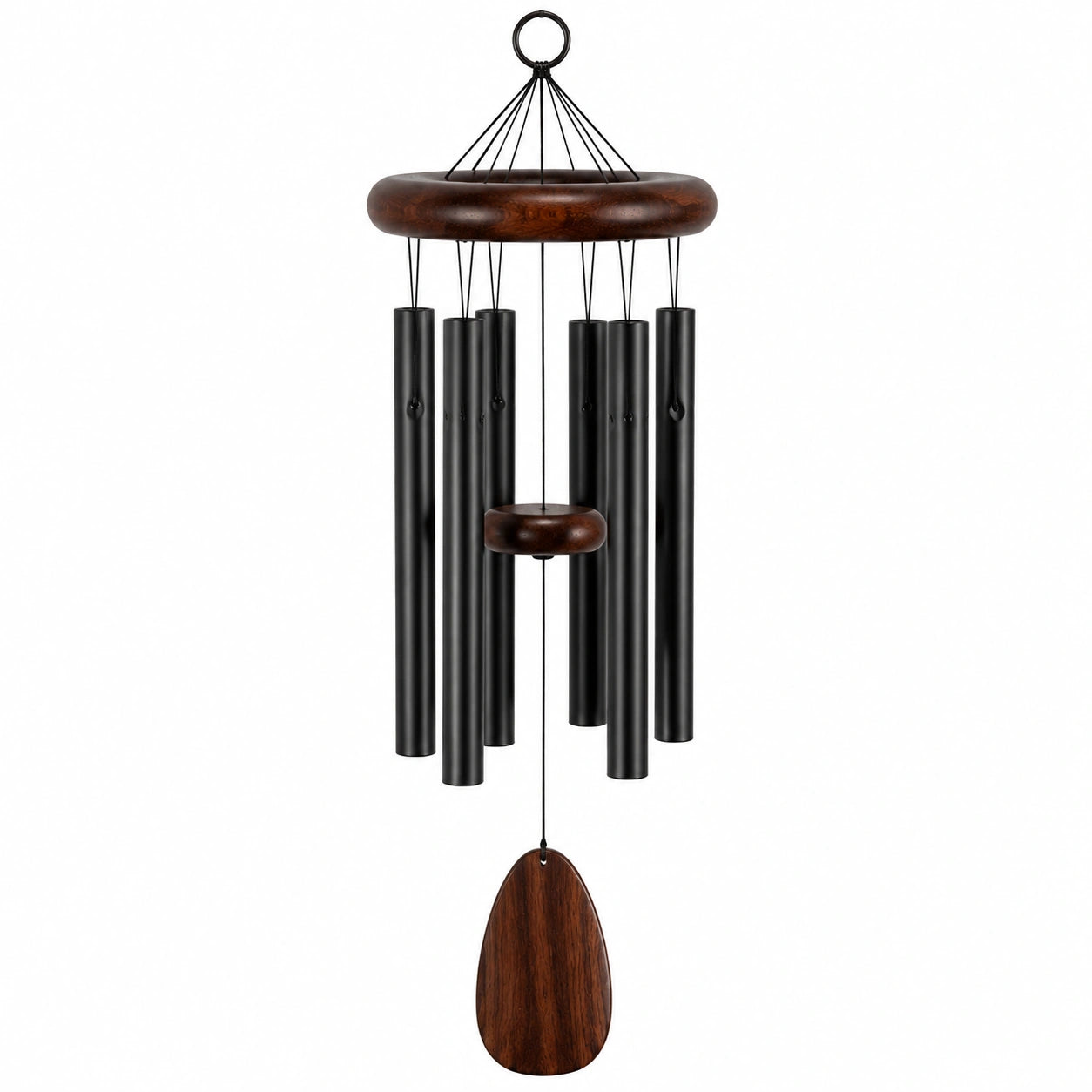 Windspiel 90 cm aus Holz und Metall in Braun Schwarz hängend für Garten und Balkon