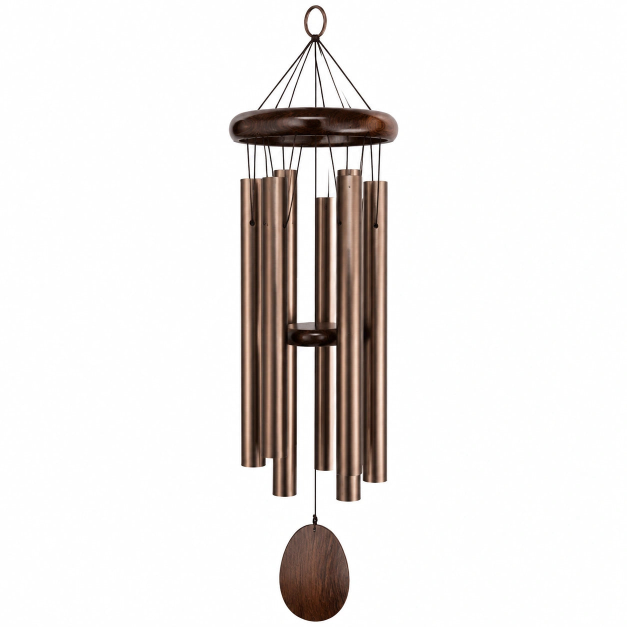 Windspiel 90 cm aus Metall und Holz in Bronze Braun - Hängende Gartendekoration mit Klangröhren