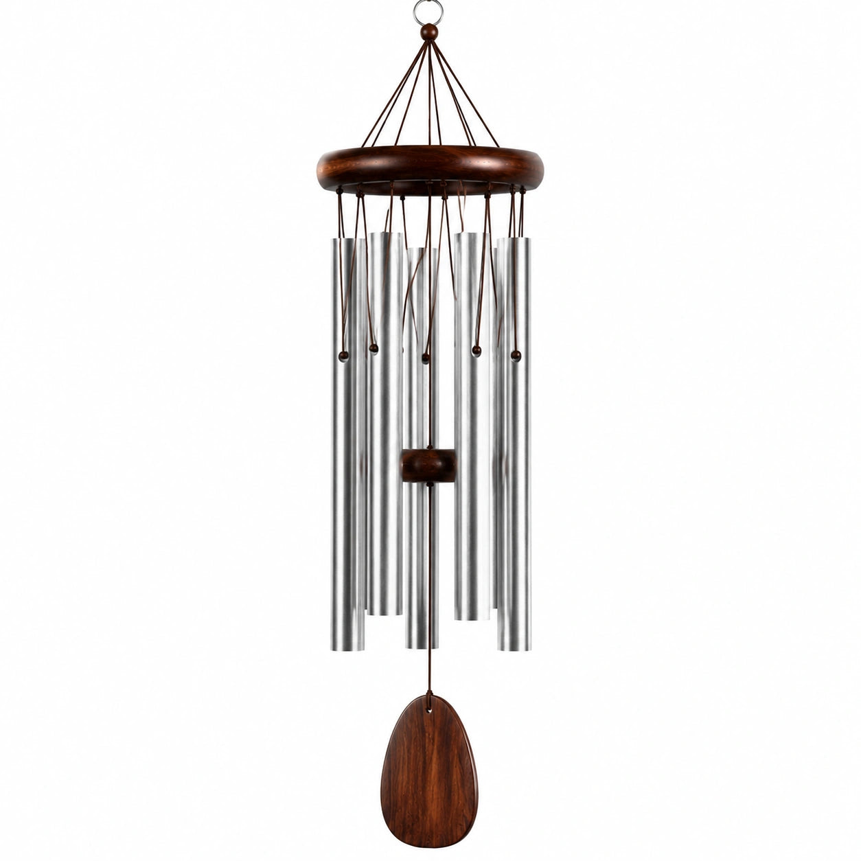 Windspiel 90 cm aus Metall und Holz Braun Silber für Garten und Balkon
