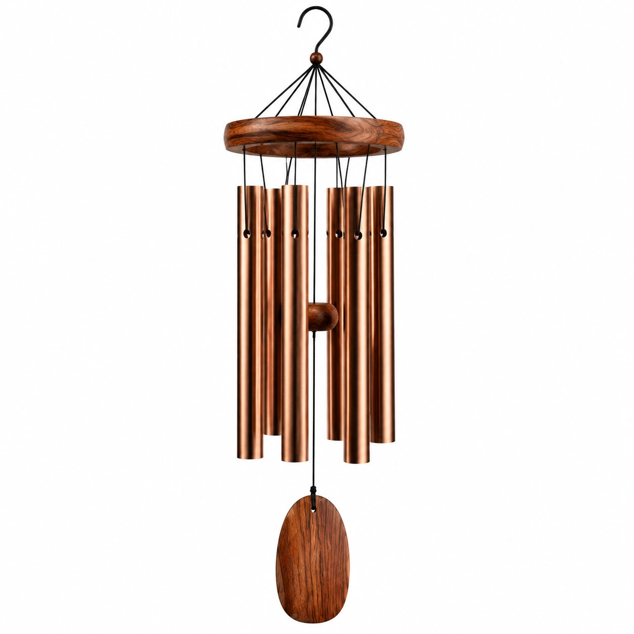 Windspiel 90 cm aus Metall und Holz in Kupferbraun für Garten und Balkon