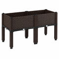 Hochbeet 120 x 40 x 80 cm Kunststoff Braun mit Rattanoptik für Garten und Balkon