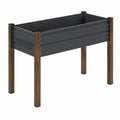 Hochbeet 100 x 40 x 80 cm aus Stahl und Holz Braun Schwarz mit Haken