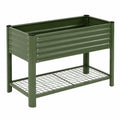 Hochbeet 100 x 50 x 80 cm aus Metall Grün mit Ablagegitter für Garten und Balkon