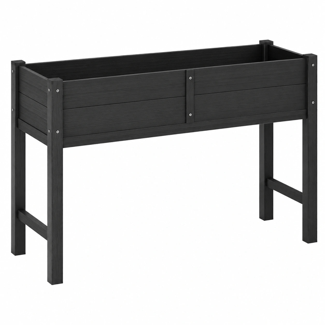 Hochbeet 100 x 40 x 80 cm WPC Schwarz freistehend für Garten und Balkon