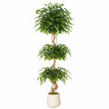 Künstlicher Ficusbaum 180 cm aus Kunststoff Grün Braun Weiß mit Pflanztopf für Innenräume