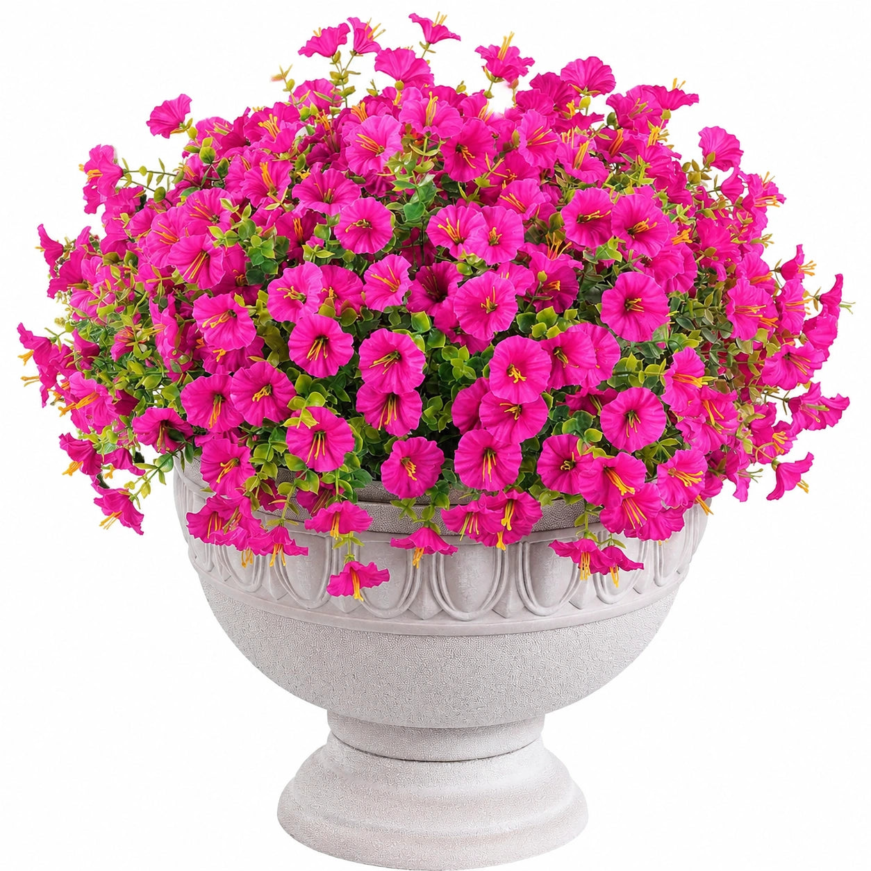 Kunstblumen Topfpflanze 70 cm Pink Grün mit grauem Kunststofftopf dekorativ
