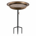 Vogelbad 45 cm Metall Bronze Schwarz höhenverstellbar mit Erdspieß