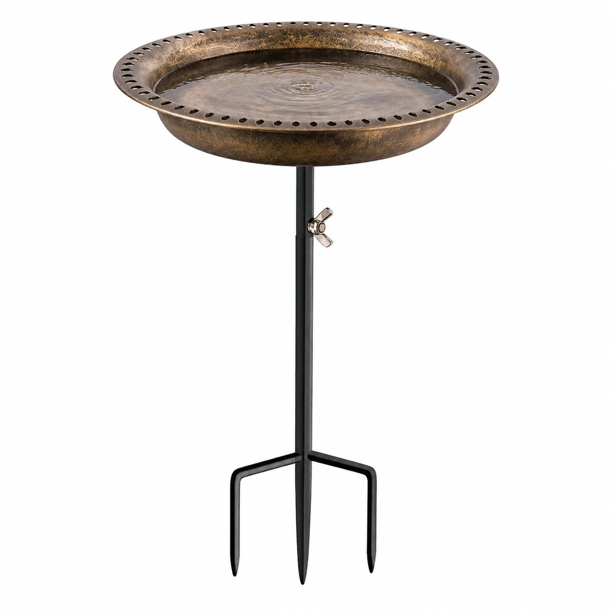 Vogelbad 45 cm Metall Bronze Schwarz höhenverstellbar mit Erdspieß