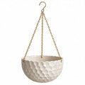 Hängepflanztopf 25 cm Keramik Creme mit Metallketten für Balkon und Innenräume