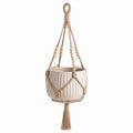Hängepflanztopf 18 cm Keramik Creme mit Baumwollseil Boho Stil