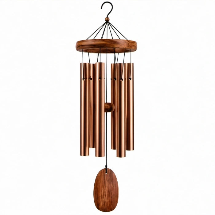 Windspiel 90 cm aus Metall und Holz in Kupferbraun für Garten und Balkon