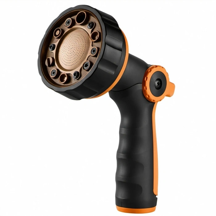 Wasserpistolen-Sprühkopf 20 cm Kunststoff Schwarz Orange mit Drehregler