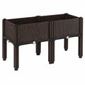 Hochbeet 120 x 40 x 80 cm Kunststoff Braun mit Rattanoptik für Garten und Balkon