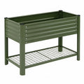 Hochbeet 100 x 50 x 80 cm aus Metall Grün mit Ablagegitter für Garten und Balkon