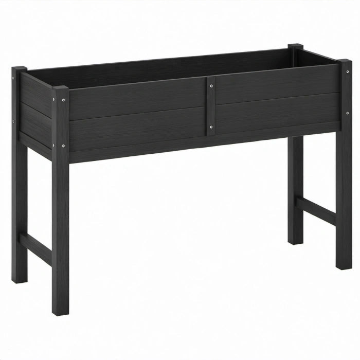Hochbeet 100 x 40 x 80 cm WPC Schwarz freistehend für Garten und Balkon
