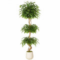 Künstlicher Ficusbaum 180 cm aus Kunststoff Grün Braun Weiß mit Pflanztopf für Innenräume