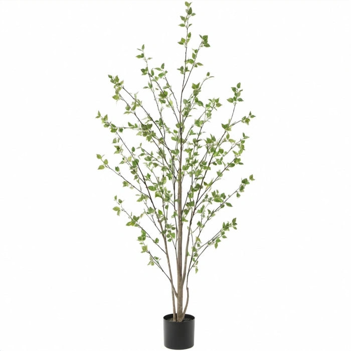 Künstlicher Baum 210 cm Grün mit Kunststoffblättern im Topf für Innenräume