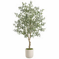 Kunstolivenbaum 180 cm Kunststoff Grün für Innenräume mit Topf naturgetreue Dekopflanze