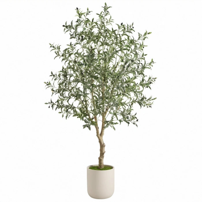 Kunstolivenbaum 180 cm Kunststoff Grün für Innenräume mit Topf naturgetreue Dekopflanze