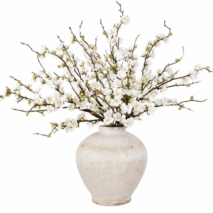 Kunstblumengesteck 120 cm Weiß Braun aus Textil und Keramik für Innenräume